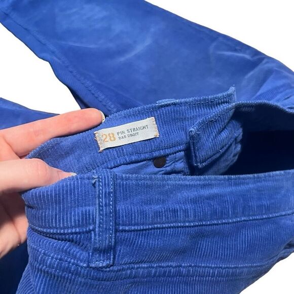 LANDS’ END Blue Corduroy Canvas Pin Straight Pant Size 28 - Picture 5 of 10